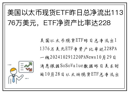 美国以太币现货ETF昨日总净流出11376万美元，ETF净资产比率达228 